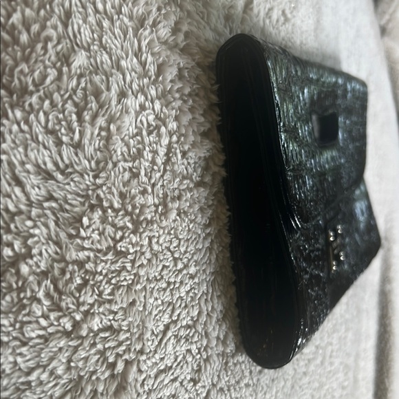 Nine West Black Croc-Embossed Clutch with Metallic Detail - Picture 11 of 14